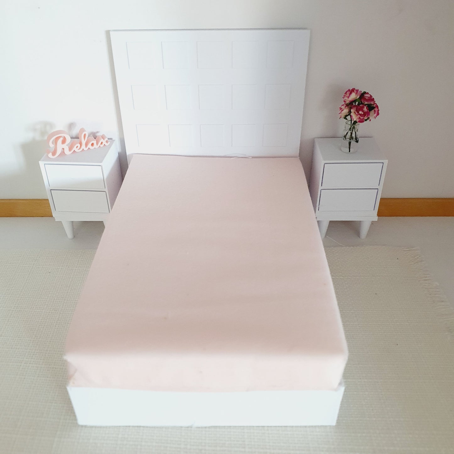 Dollhouse Double Mattress, Miniature Bed Accessory, Coloured Bedding, Dolls House Bedroom Decor, Mini Furniture, Handmade Design, 12th Scale