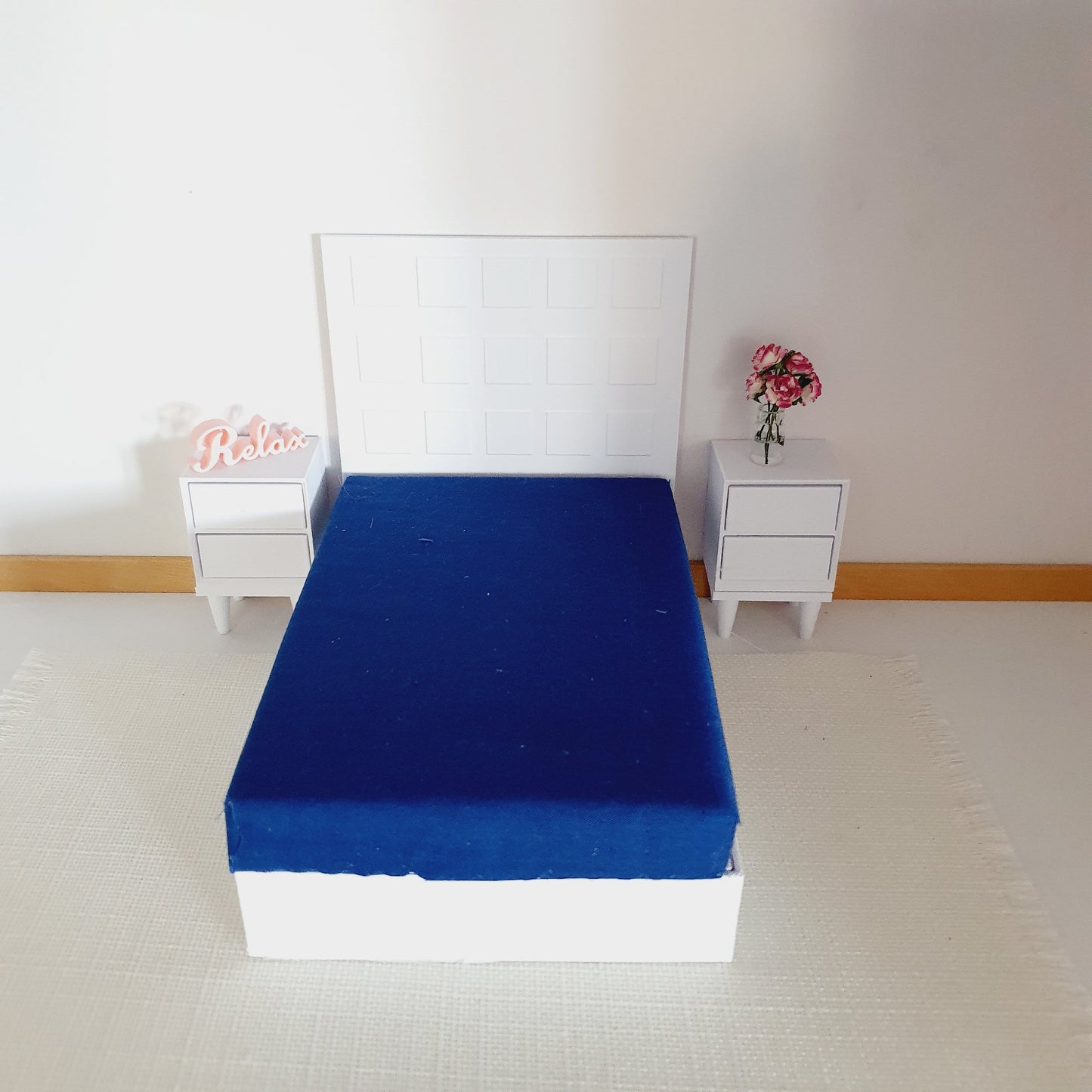 Dollhouse Double Mattress, Miniature Bed Accessory, Coloured Bedding, Dolls House Bedroom Decor, Mini Furniture, Handmade Design, 12th Scale