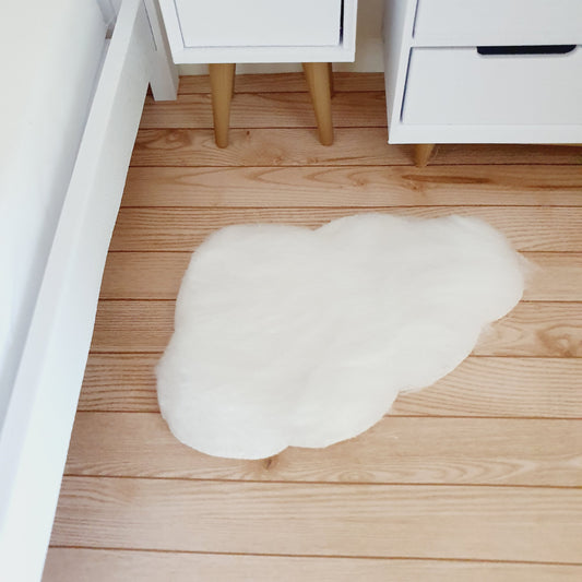 Dolls House Soft White Cloud Fur Rug | 1:12th Scale | Miniature Rug