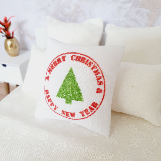 Dolls house Christmas Merry Christmas Cushion, 12th scale cushions, Miniature Christmas cushion