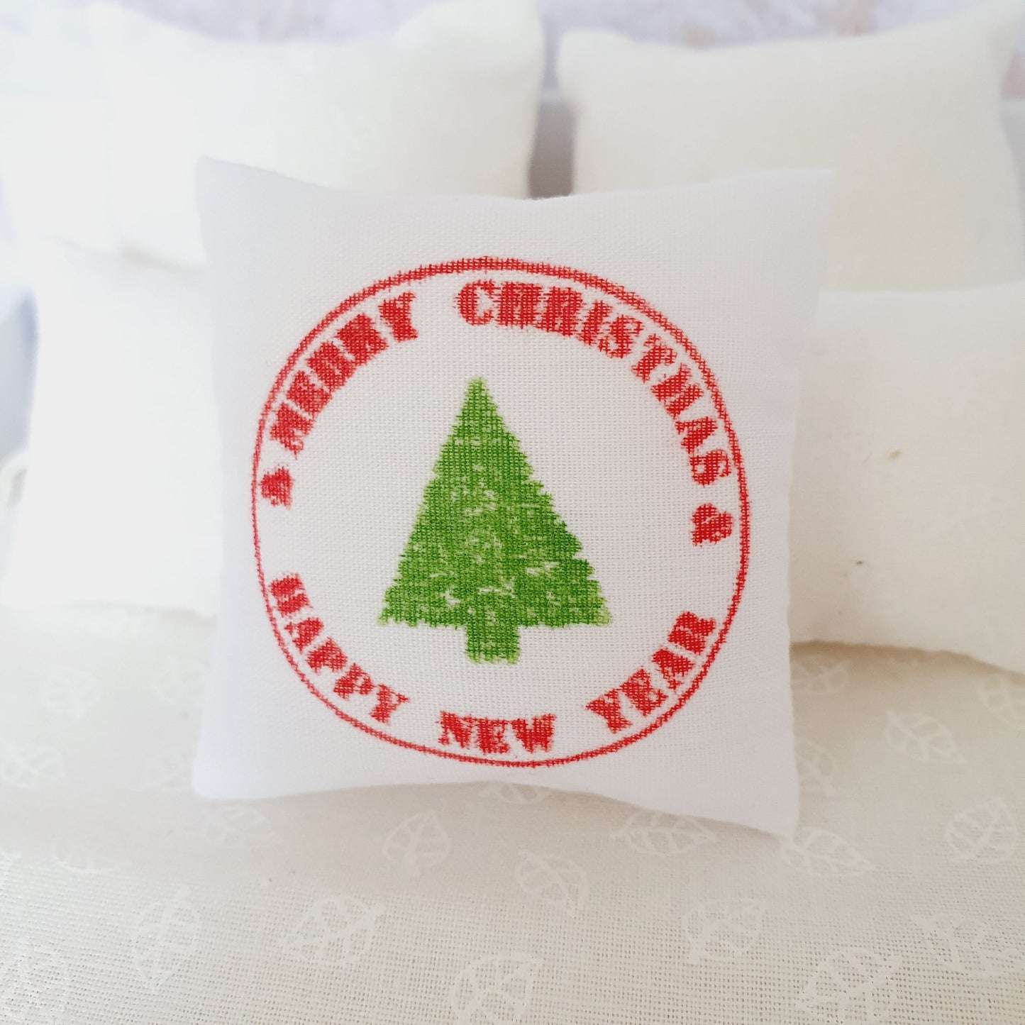 Dolls house Christmas Merry Christmas Cushion, 12th scale cushions, Miniature Christmas cushion