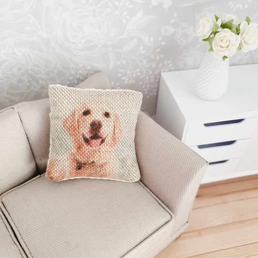 Dolls house 1x Labrador Dog cushion, Cute Labrador cushion, 12th scale cushions, miniature cushion