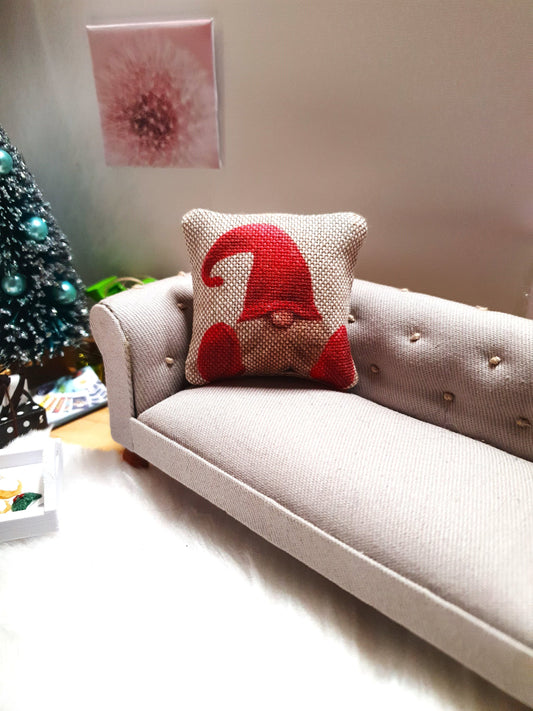 Dolls house Christmas Red or Grey Gnome / Gonk Cushion, 12th scale cushions, miniature cushions