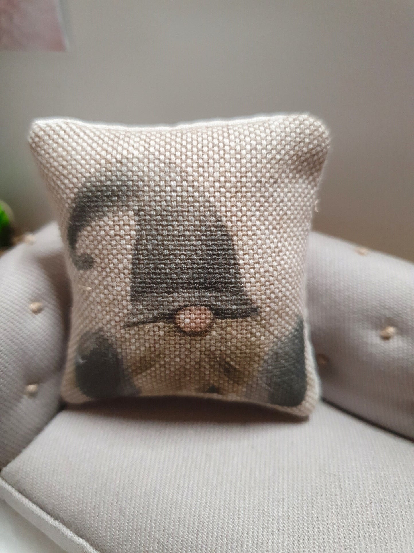 Dolls house Christmas Red or Grey Gnome / Gonk Cushion, 12th scale cushions, miniature cushions