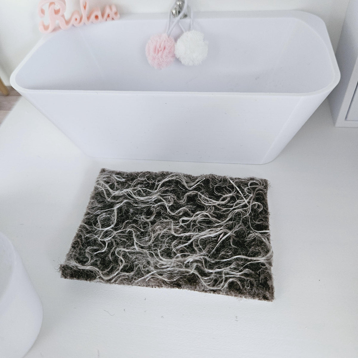 Dolls House Fur Fabric Bath Mat | Choice of Colours | 1:12th Scale | Miniature Mat
