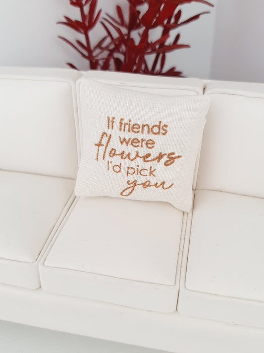 Dolls house 1x Cute Cream & Gold Quote Cushions, 12th scale cushions, miniature cushions