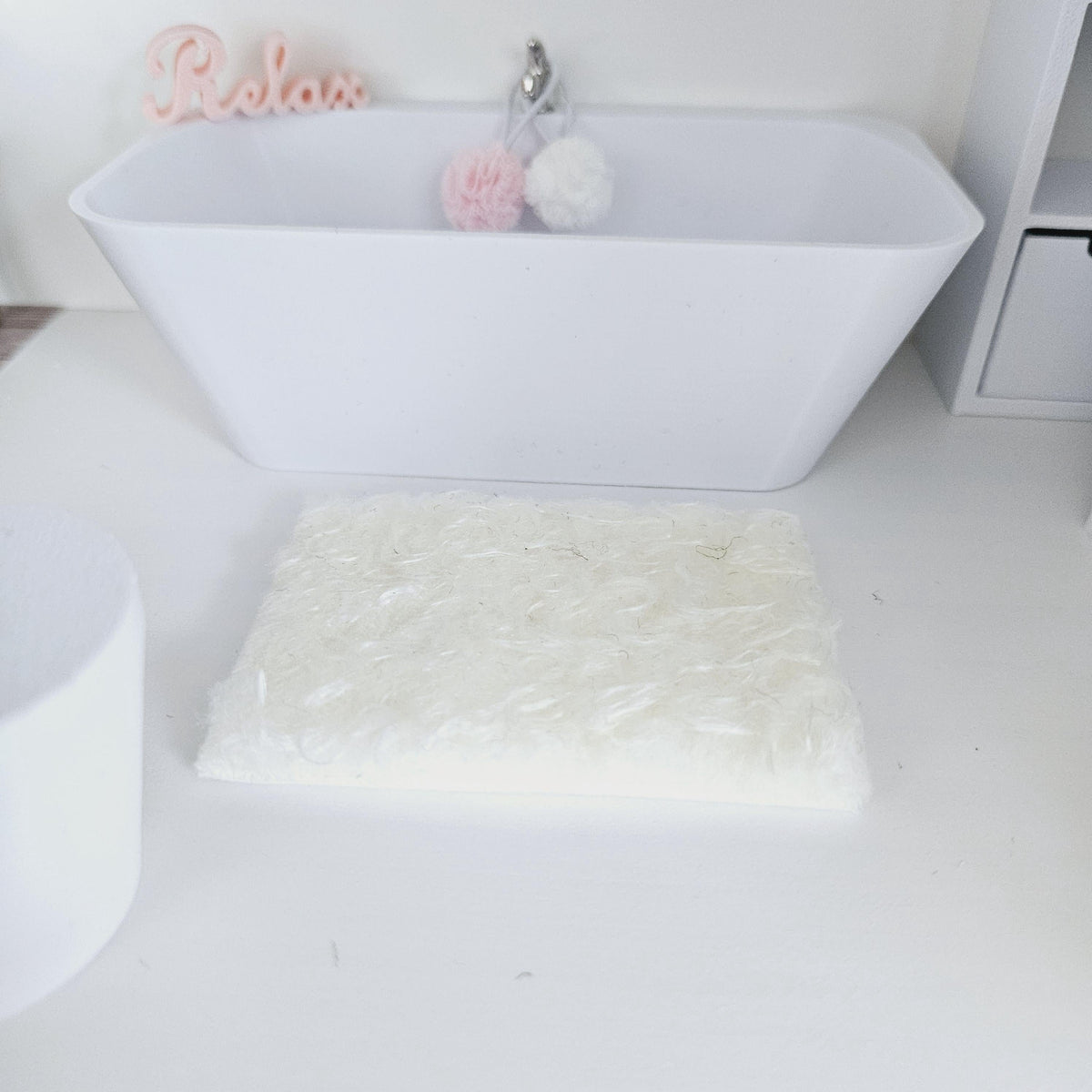 Dolls House Fur Fabric Bath Mat | Choice of Colours | 1:12th Scale | Miniature Mat