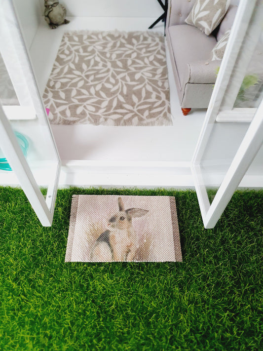 Dolls House  Rabbit Design Fabric Door Mat | 1:12th Scale | Miniature mat