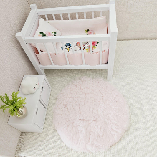 Dolls House Soft Round Fur Rug | 1:12th Scale | Miniature Rug