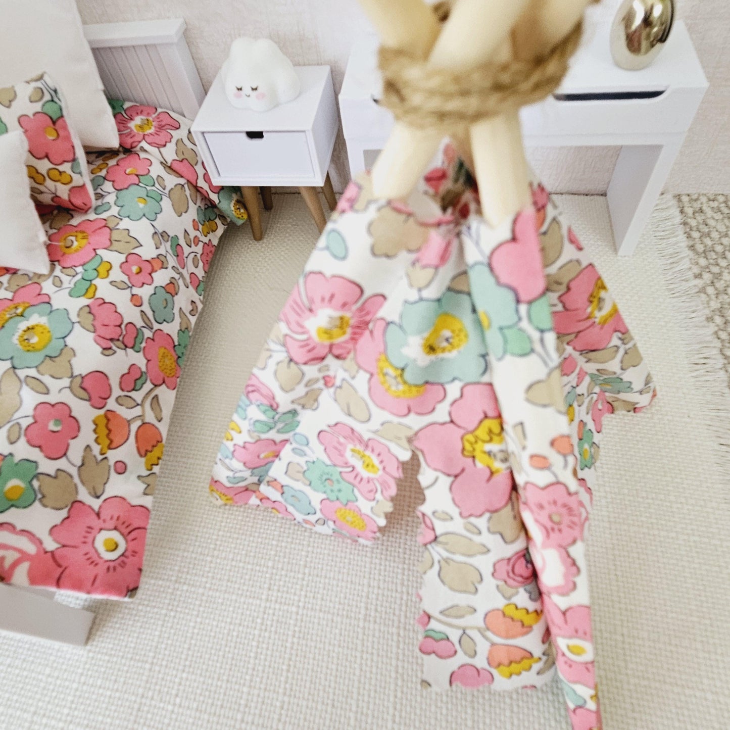 Dolls house Pretty Pink Liberty TeePee / Tent, 12th scale tent, miniature teepee, Tipi, Tent