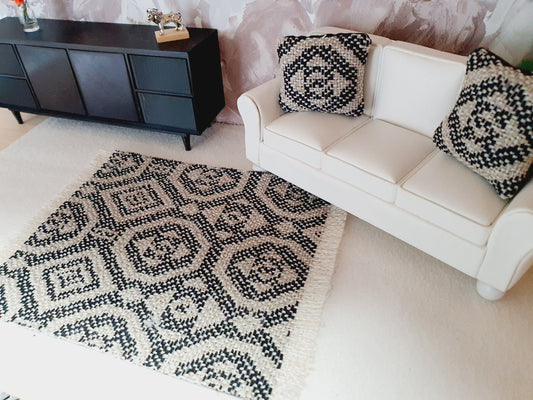 Dolls House Dark Grey Rug | 1:12th Scale | Miniature Rug