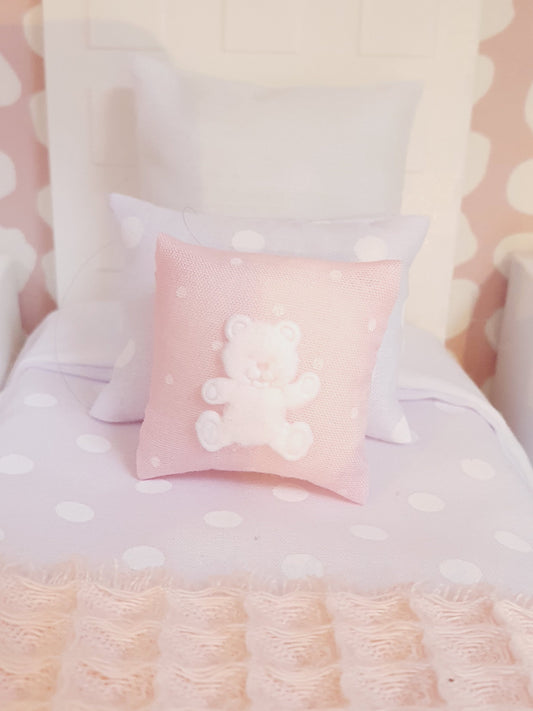 Dolls house Polka Dot Bear Cushion | Colour Choices | 12th scale cushions, miniature cushion