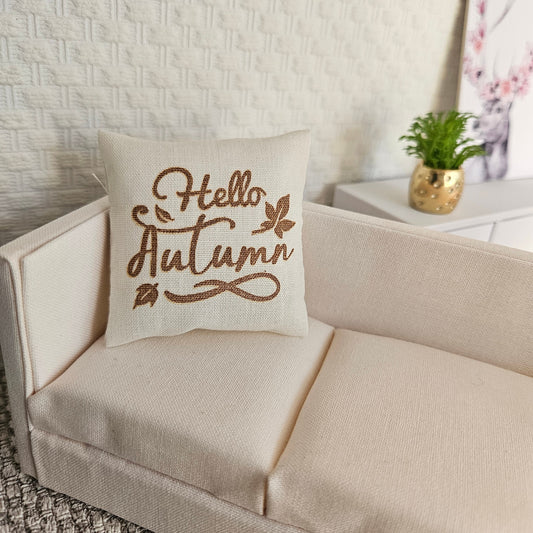 Dolls house Hello Autumn | Gold and Cream Cushion, 12th scale cushions, miniature cushions