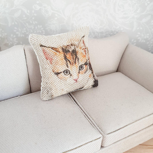 Dolls house 1x Cat cushion, Cute cat cushion, 12th scale cushions, miniature cushion