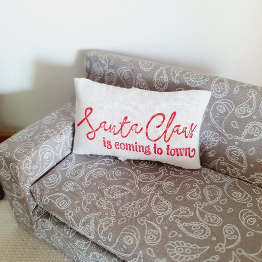 Dolls house Christmas " Santa Coming to Town " Cushion, 12th scale cushions, miniature cushion