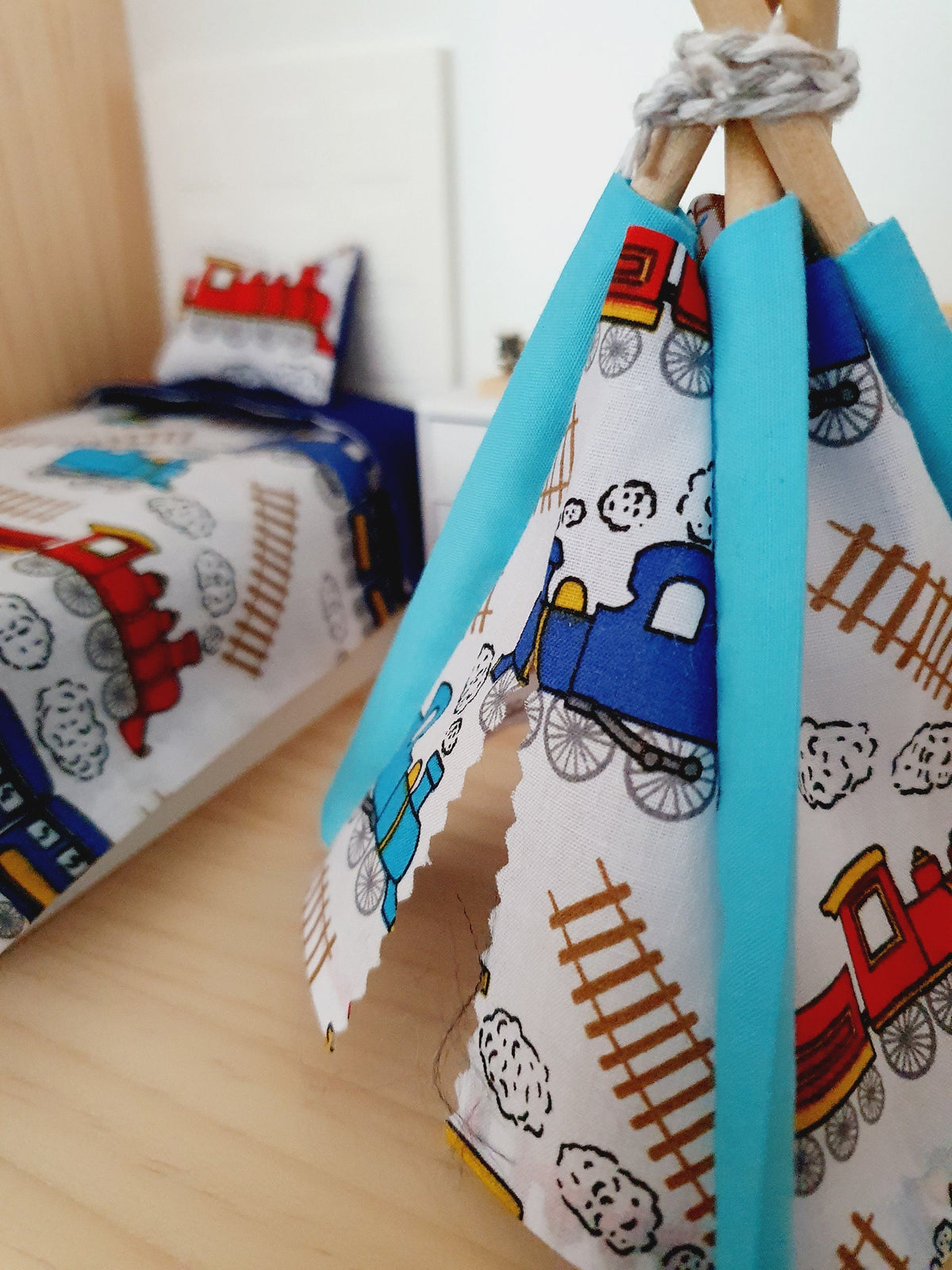 Dolls house Train Teepee, Train design Tipi, 12th scale miniature teepee