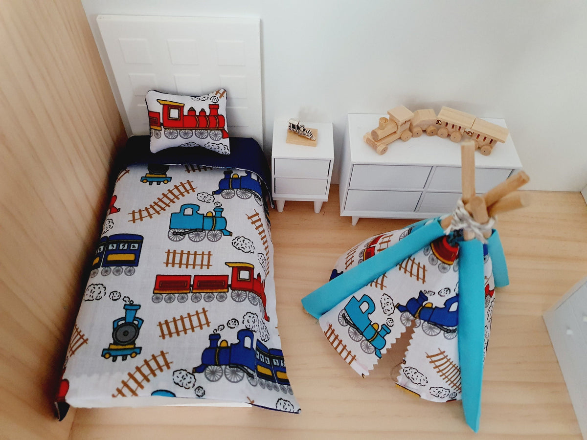 Dolls house Train Teepee, Train design Tipi, 12th scale miniature teepee