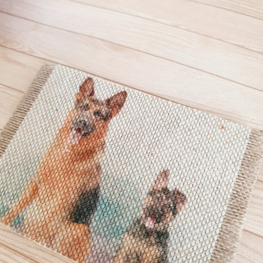 Dolls House German Shepherd Dog & Pup Fabric Door Mat | 1:12th Scale | Miniature Mat