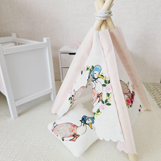 Dolls house Cute Jemima Puddleduck Teepee / Tent & Floor cushion, 12th scale tent, miniature teepee, Tipi, Tent