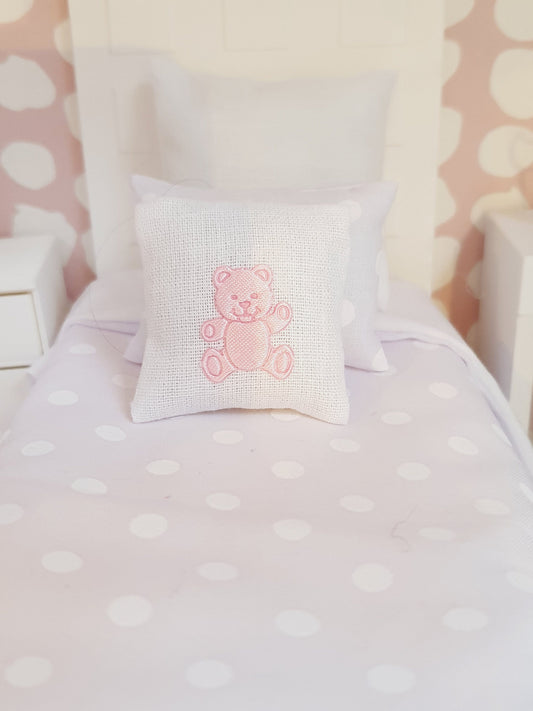 Dolls house Teddy Bear Cushion | Colour Choices | 12th scale cushions, miniature cushion