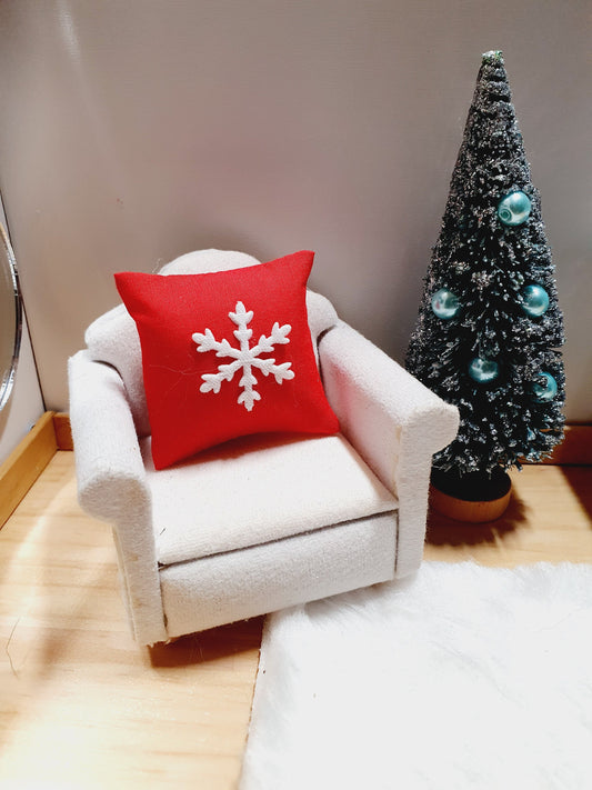 Dolls house Christmas Snowflake Cushion, 12th scale cushions, miniature cushions