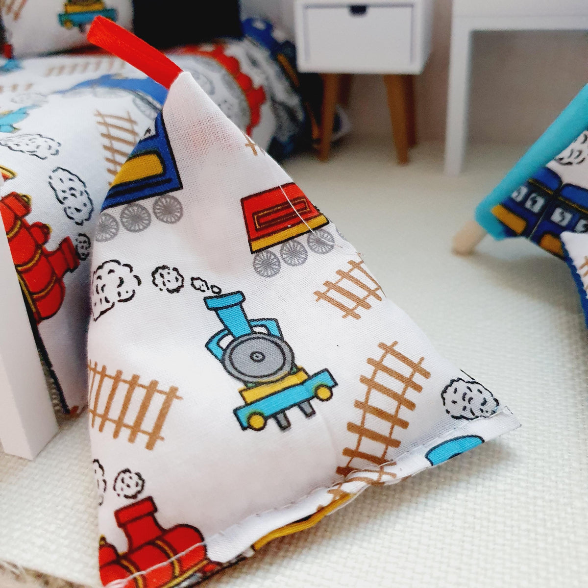 Dolls house Train Design Bean Bag Chair | 1:12 Scale, Miniature bean bag