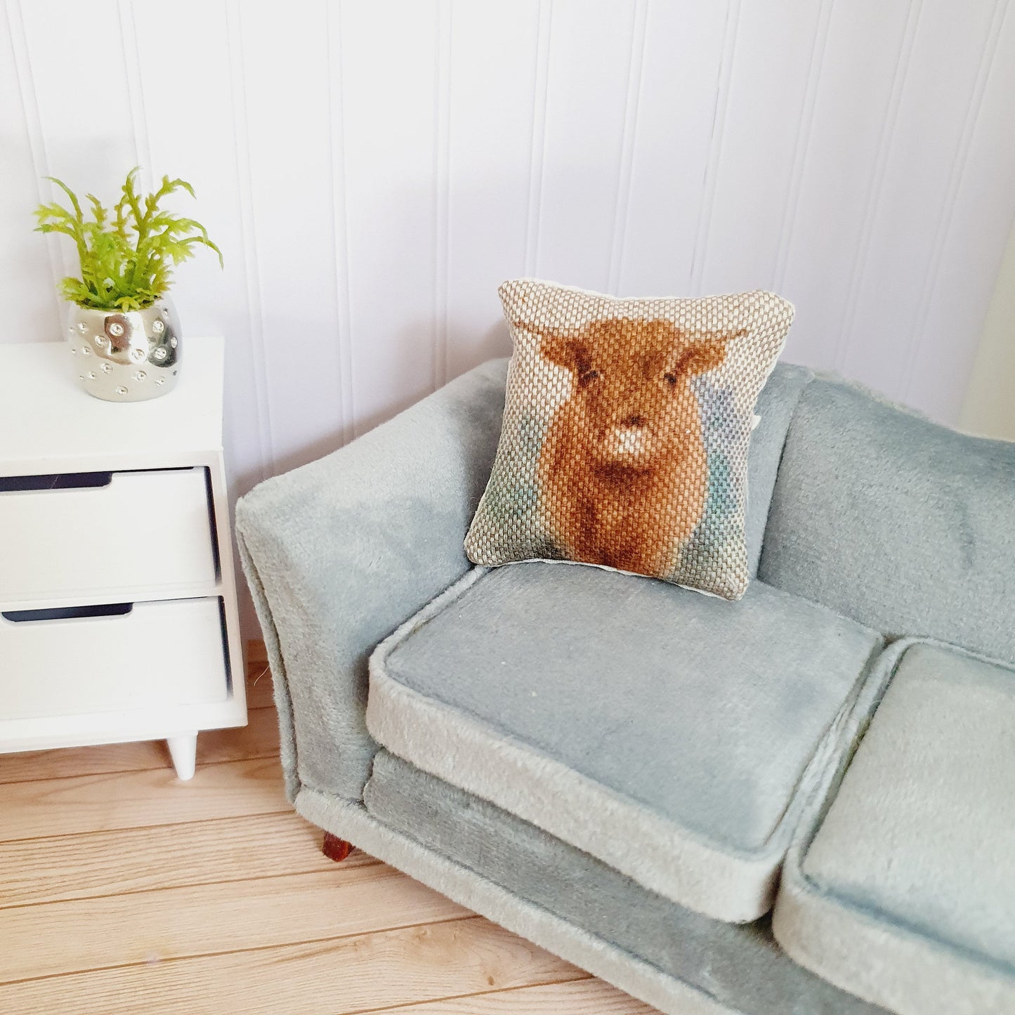 Dolls house 1x Highland Cow cushion, Cute cow cushion, 12th scale cushions, miniature cushion
