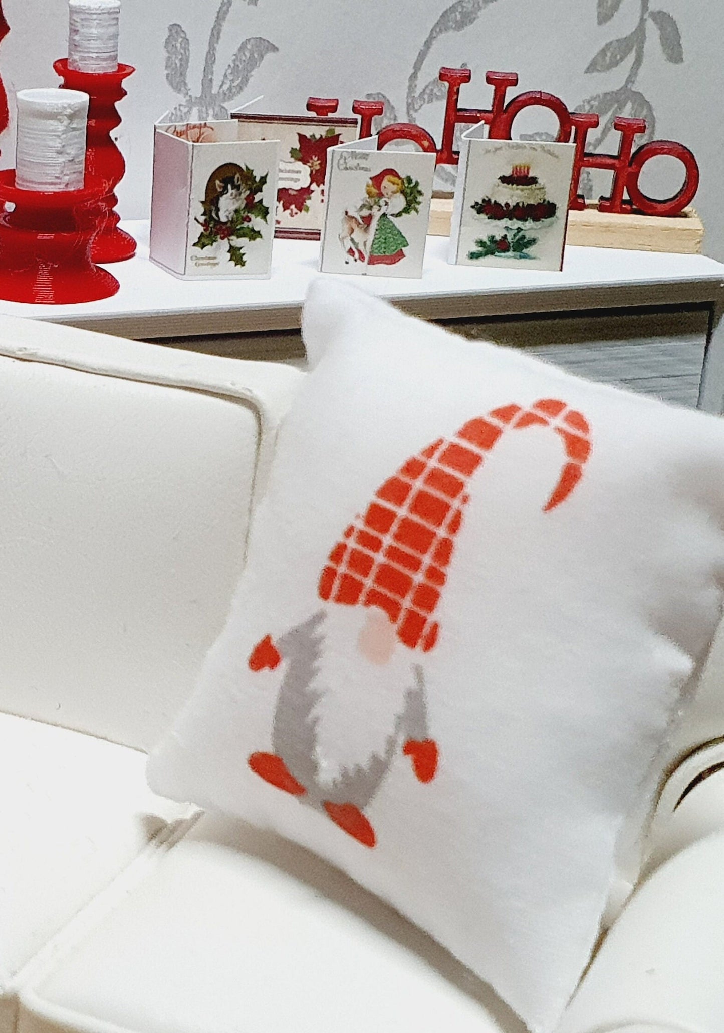 Dolls House Christmas Gnome / Gonk Cushion | Festive Miniature Décor | 1:12 Scale