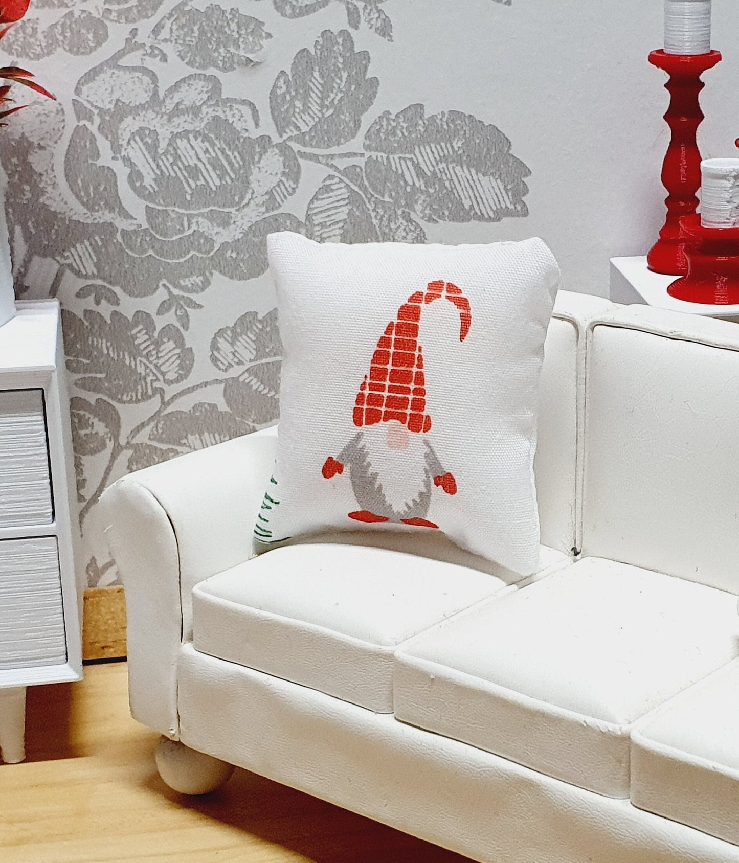 Dolls House Christmas Gnome / Gonk Cushion | Festive Miniature Décor | 1:12 Scale