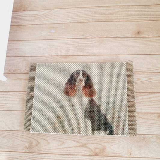 Dolls House Springer Spaniel Dog Design Fabric Door Mat | 1:12th Scale | Miniature Mat