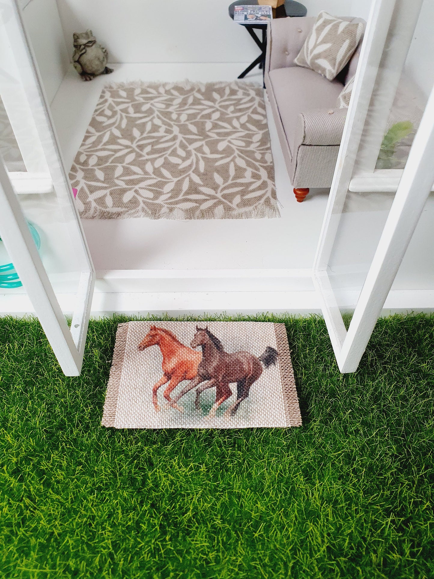 Dolls House Horses Fabric Doormat | 1:12th Scale | Miniature mat