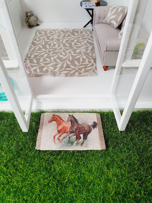 Dolls House Horses Fabric Doormat | 1:12th Scale | Miniature mat