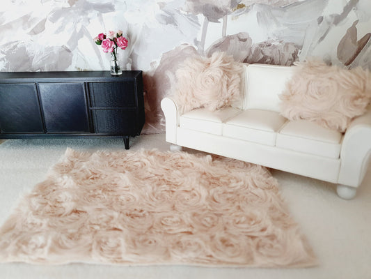 Dolls House Fawn Soft Fur Rug | 1:12th Scale | Miniature Rug
