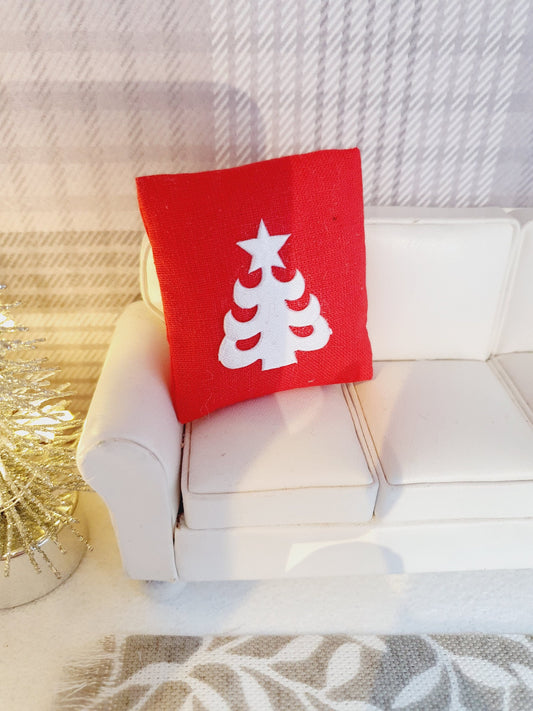 Dolls house Christmas Tree cushion, Choice of colours, 12th scale cushions, miniature cushion
