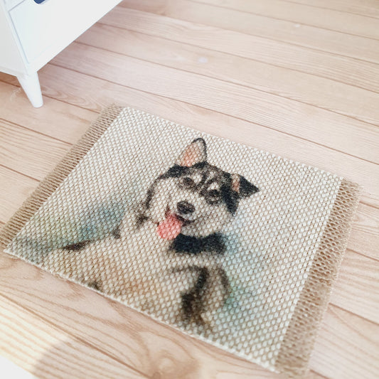 Dolls House Husky Dog Design Fabric Door Mat | 1:12th Scale | Miniature Mat