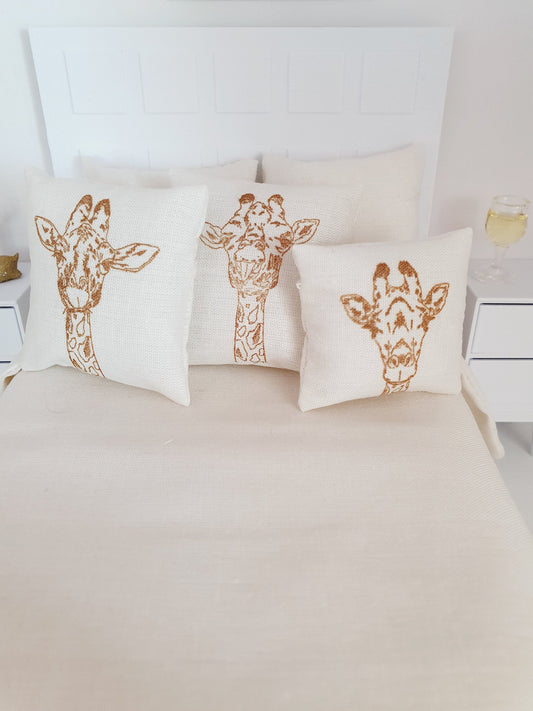 Dolls house Triple Pack Giraffe Cushions | 12th scale cushions, miniature cushions