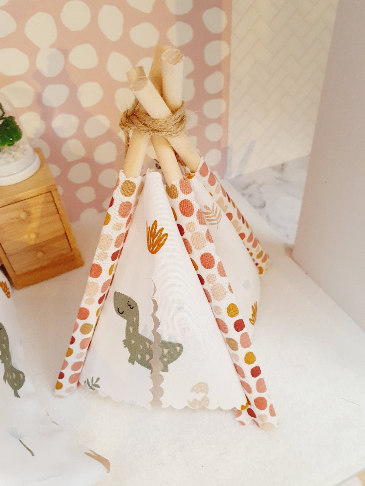 Dolls house Cute Little Dinosaur Teepee, 12th scale tent, miniature teepee