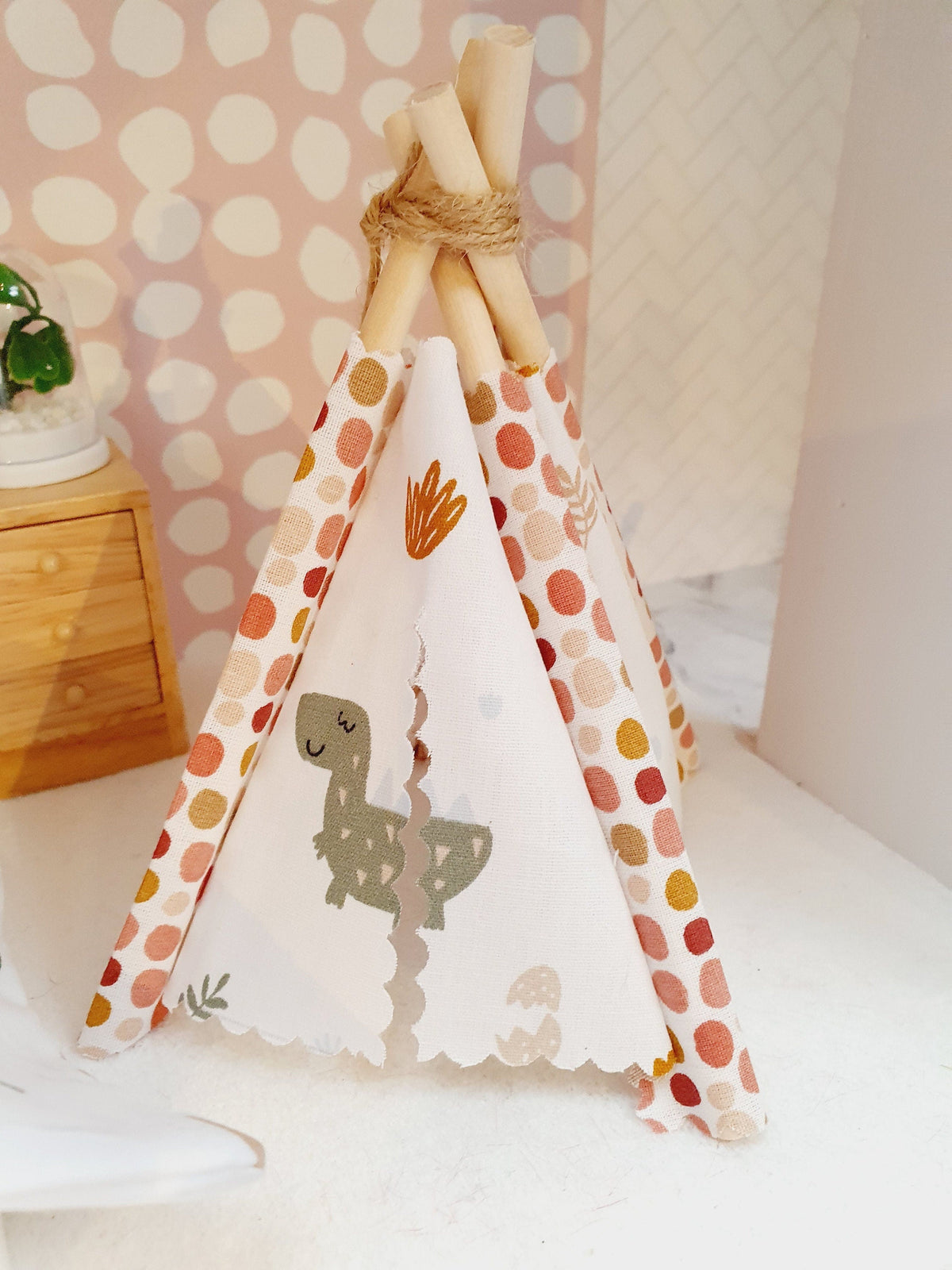 Dolls house Cute Little Dinosaur Teepee, 12th scale tent, miniature teepee