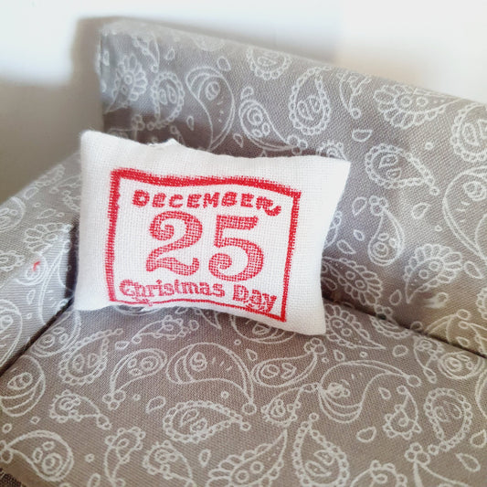 Dolls house Christmas, 25 December, 12th scale cushions, miniature cushion