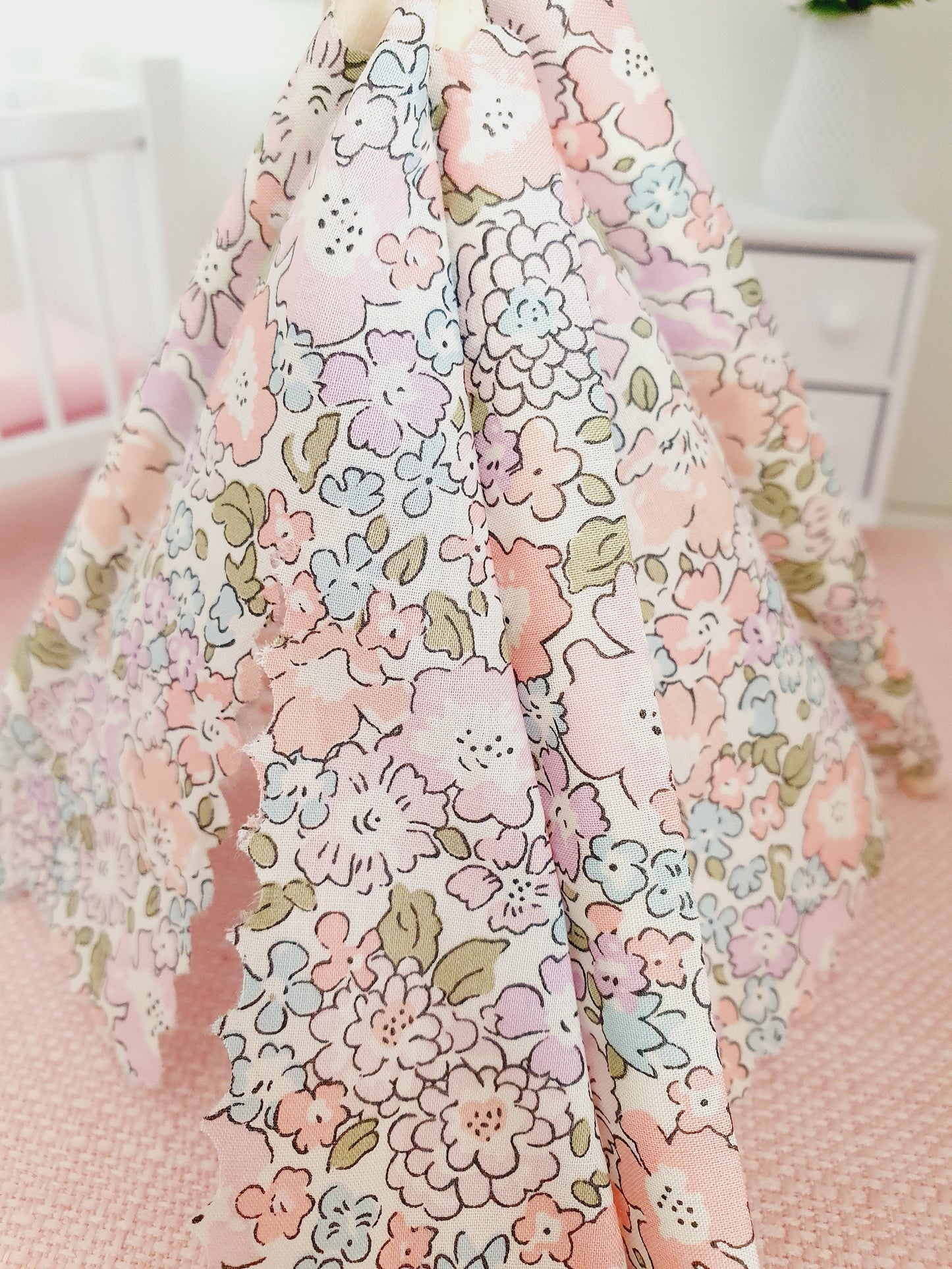 Dolls house Pretty Pink Liberty TeePee / Tent, Michelle Pink Fabric, 12th scale tent, miniature teepee, Tipi, Tent