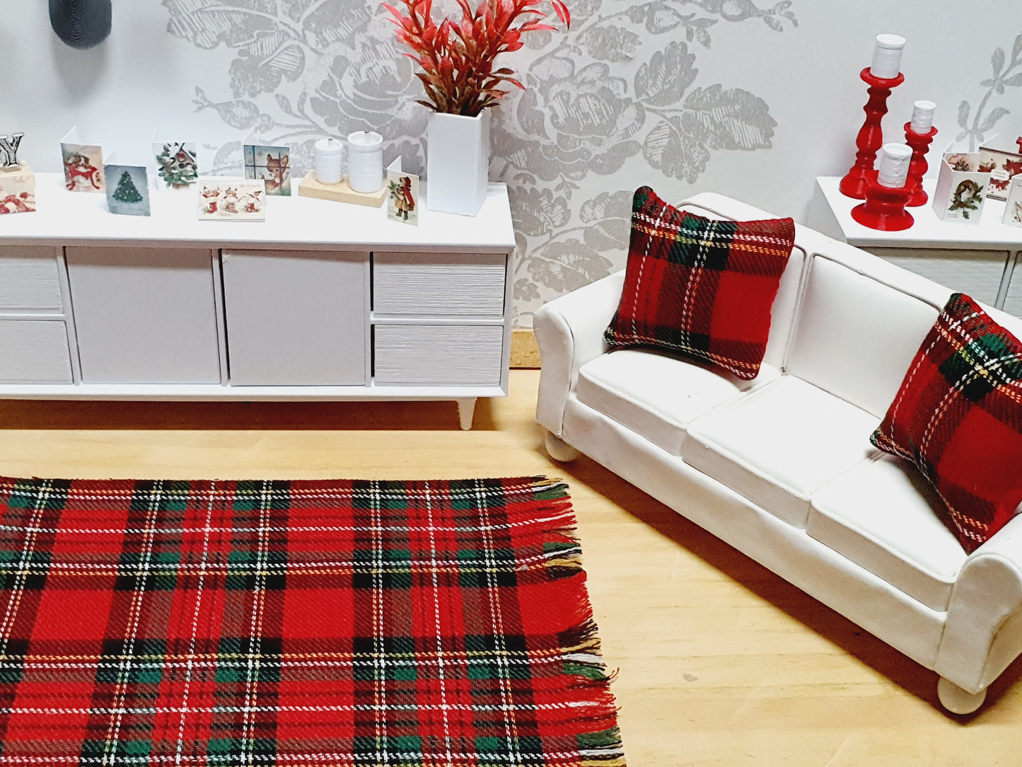 Dolls House Red Tartan Rug | 1:12th Scale | Miniature Rug