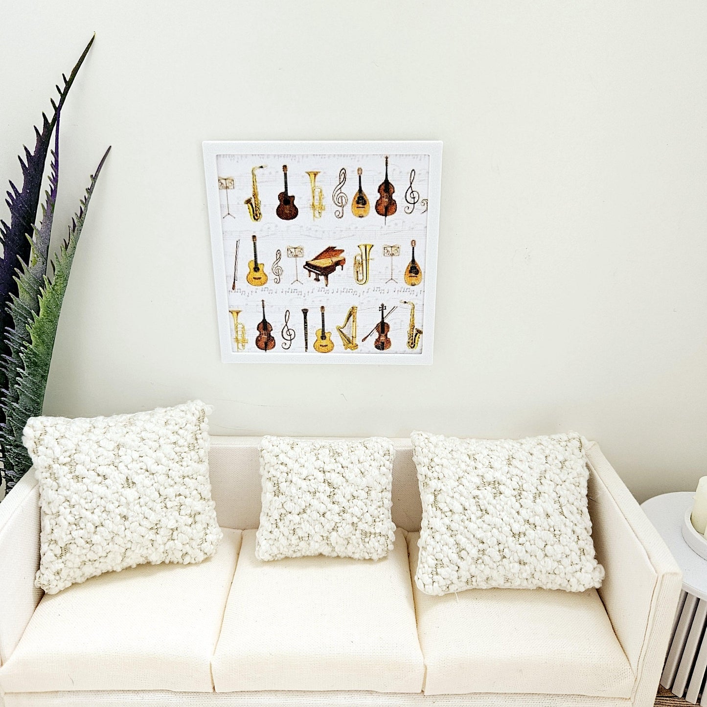 Dolls House Modern Framed Wall Art, Music picture, 12th scale, miniature wall picture for a music room