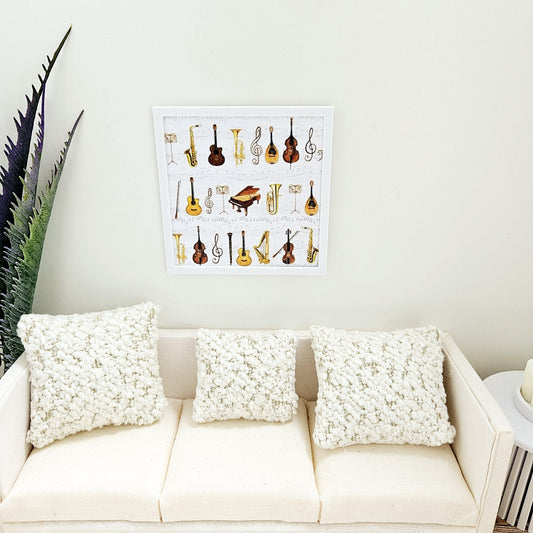 Dolls House Modern Framed Wall Art, Music picture, 12th scale, miniature wall picture for a music room