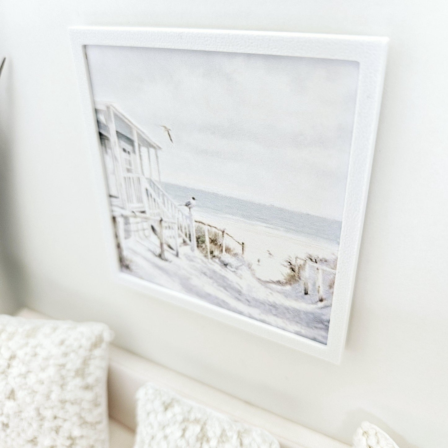 Dolls House Modern Framed Wall Art, Beach Hut picture, 12th scale, miniature wall picture for any room