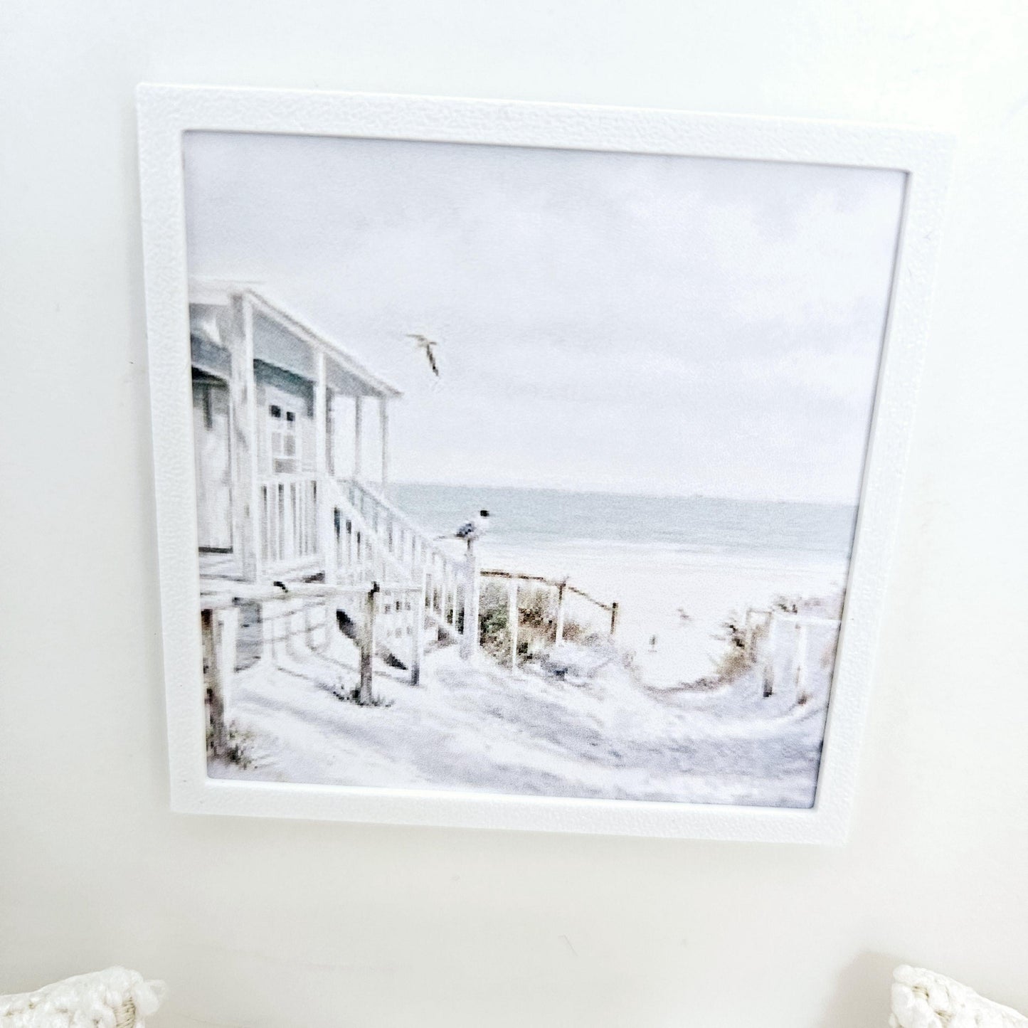 Dolls House Modern Framed Wall Art, Beach Hut picture, 12th scale, miniature wall picture for any room