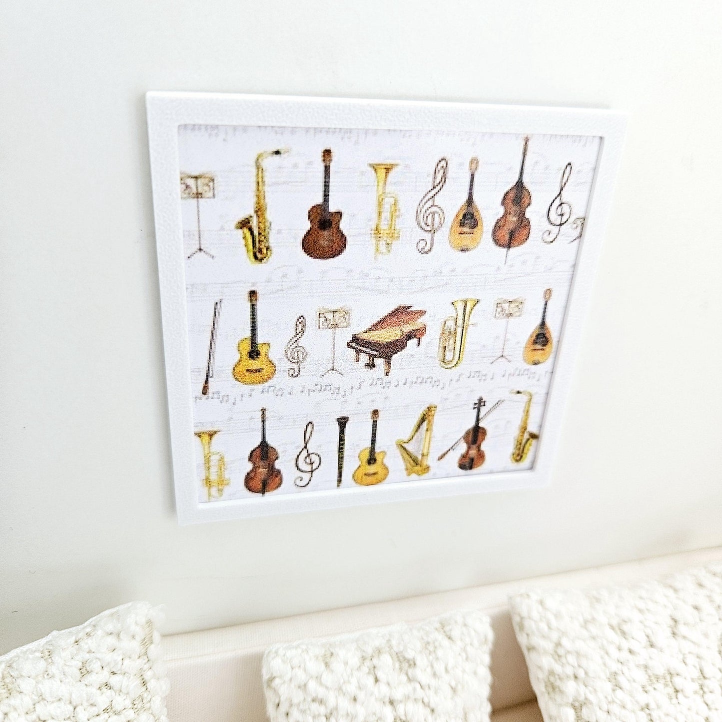 Dolls House Modern Framed Wall Art, Music picture, 12th scale, miniature wall picture for a music room