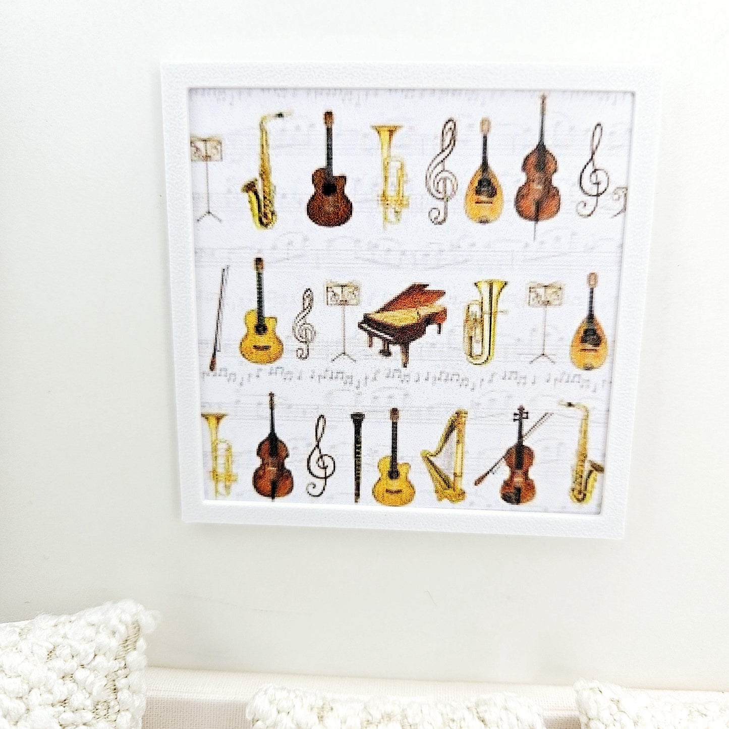 Dolls House Modern Framed Wall Art, Music picture, 12th scale, miniature wall picture for a music room