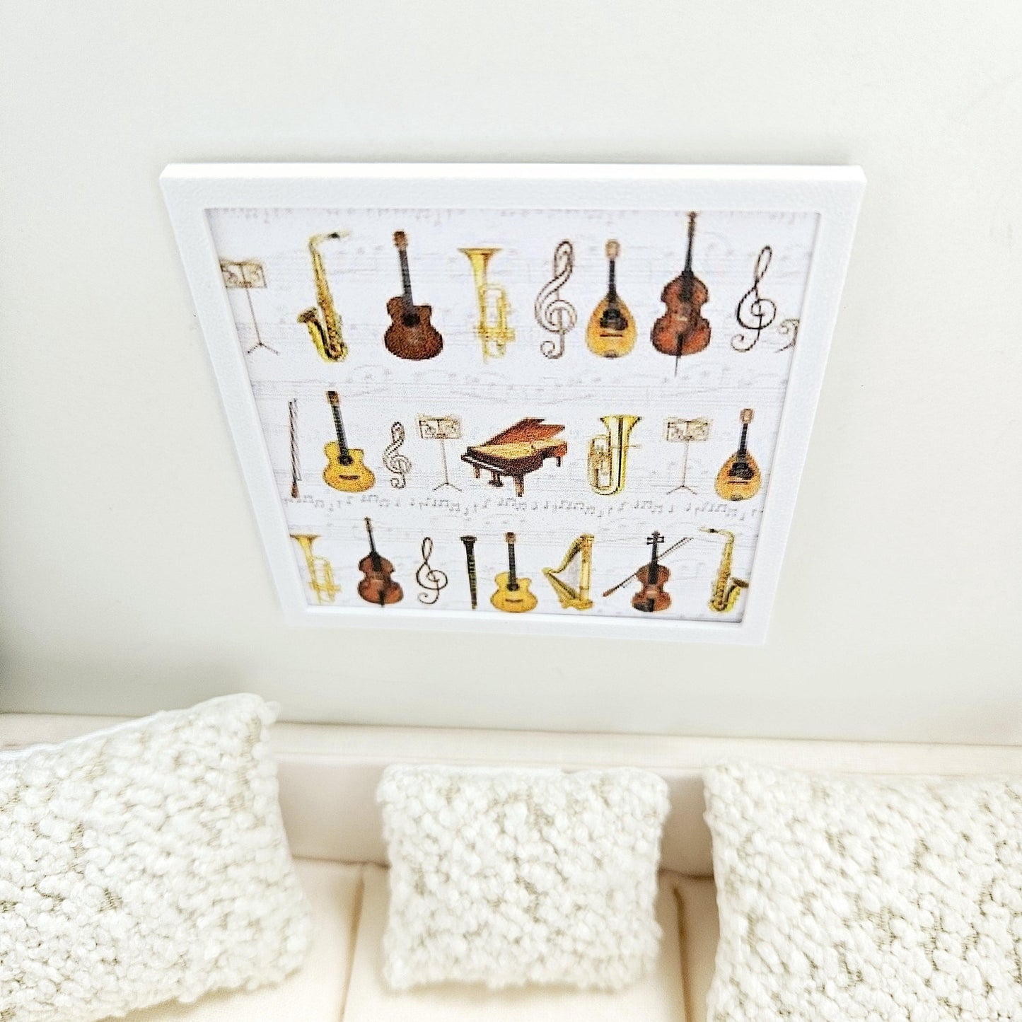 Dolls House Modern Framed Wall Art, Music picture, 12th scale, miniature wall picture for a music room