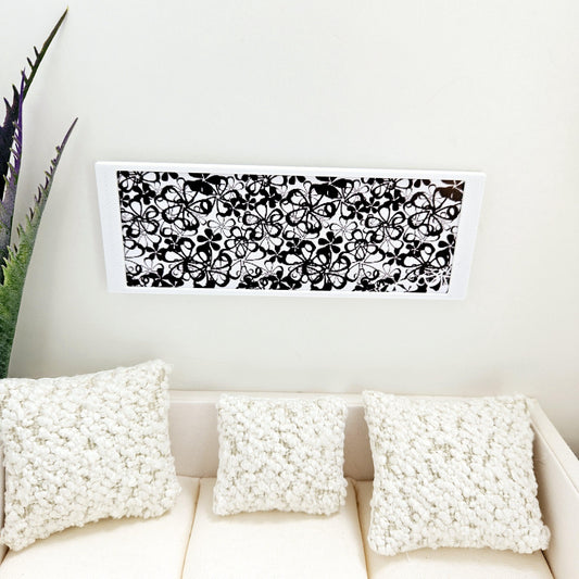 Dolls House Modern Framed Wall Art, Black Flower picture, 12th scale, miniature wall picture for any room
