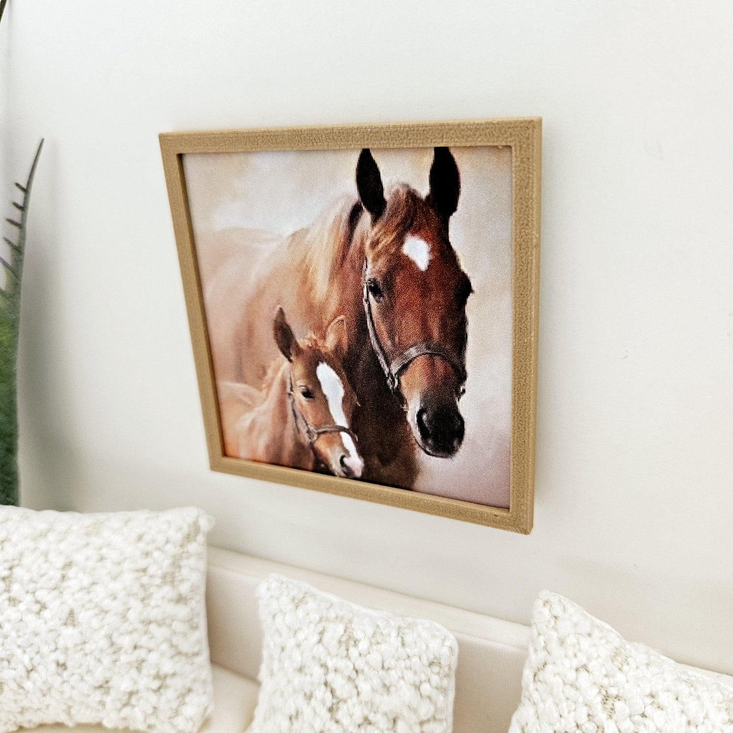 Dolls House Modern Framed Wall Art, 2x Horses picture, 12th scale, miniature wall picture for any room
